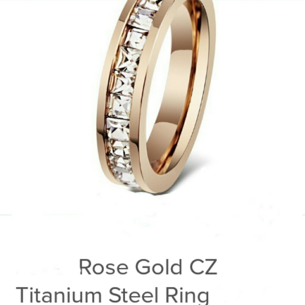 Rose gold plated titanium CZ sz 7 band